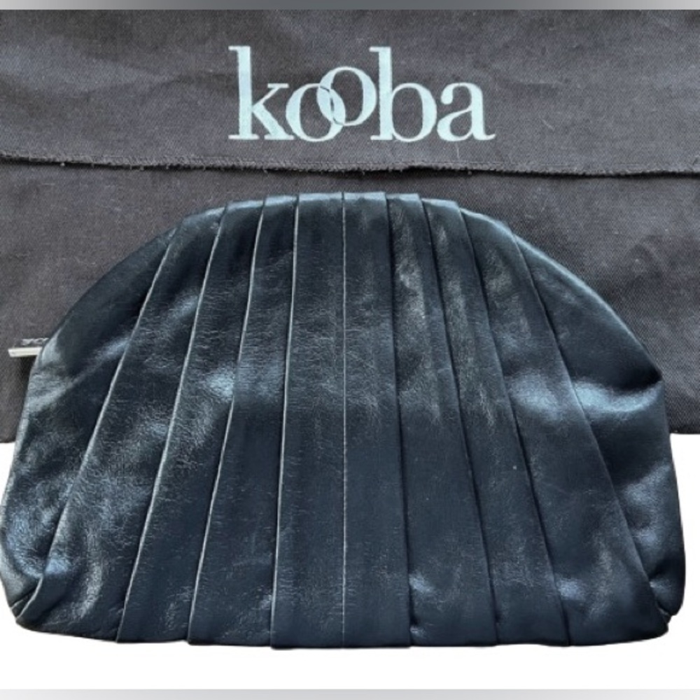 KOOBA BLACK LEATHER CLUTCH DAY OR EVENING BAG